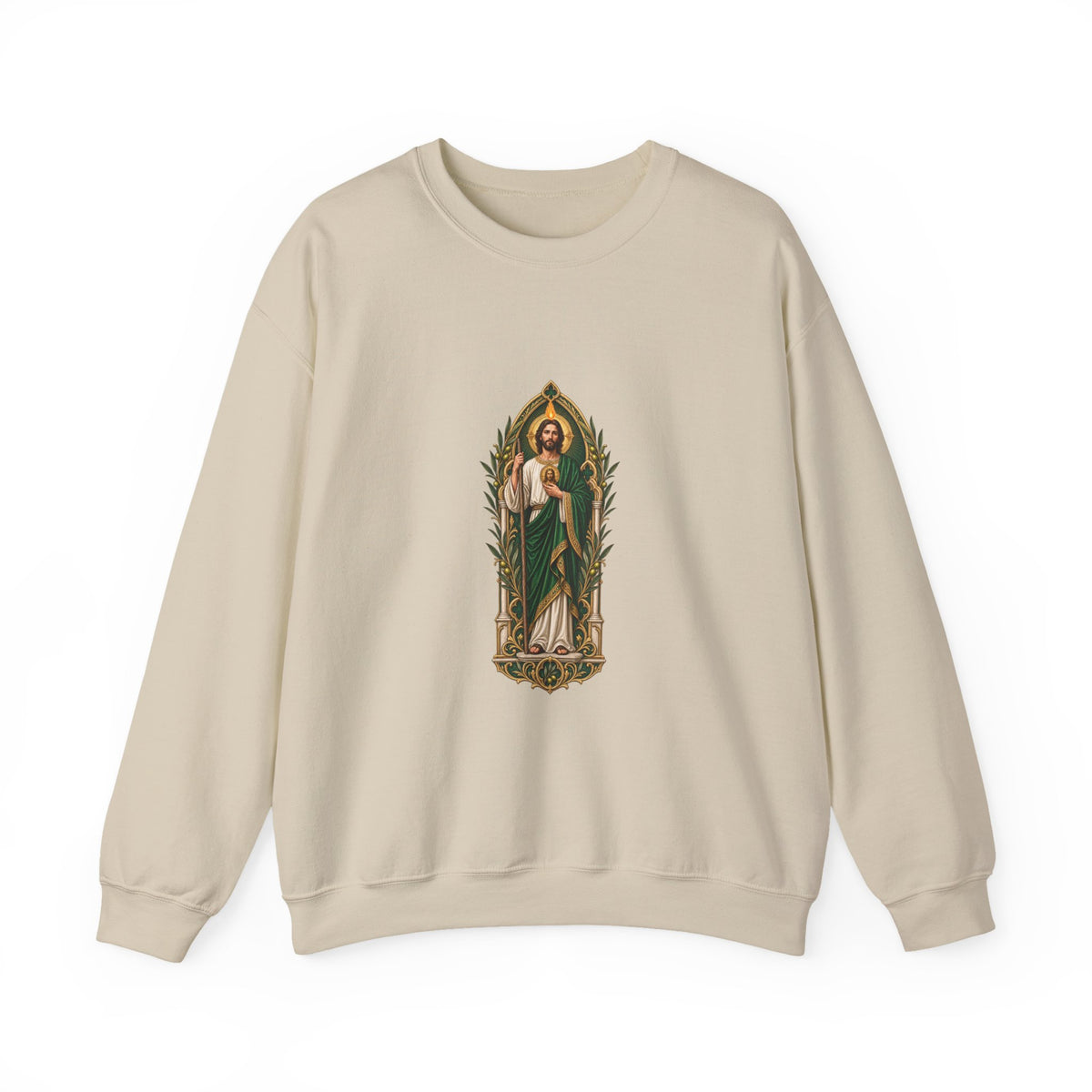 San Judas Tadeo Olive Reliquary Crewneck Sweatshirt