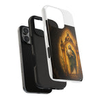 San Judas phone case with amber pilgrim lantern artwork, detail view 23