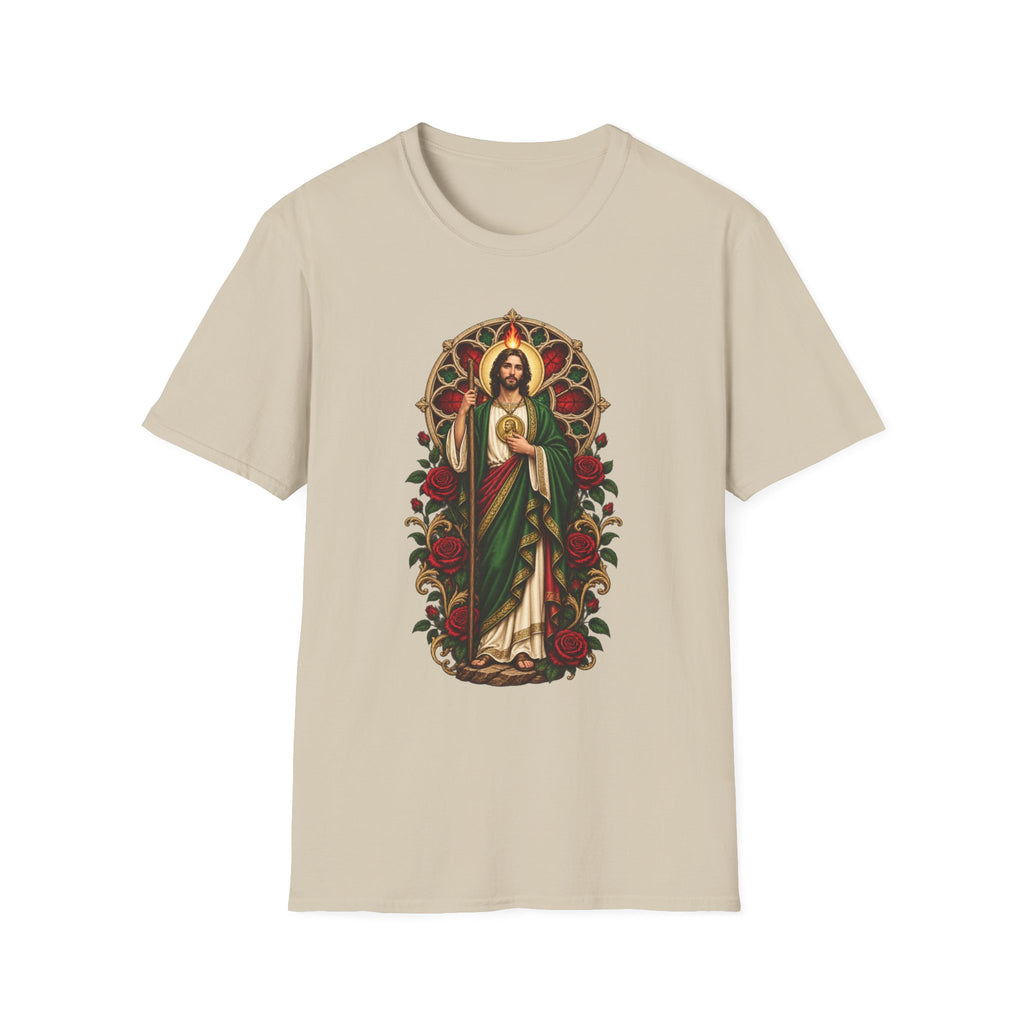 San Judas Tadeo Crimson Rose Window Unisex T-Shirt