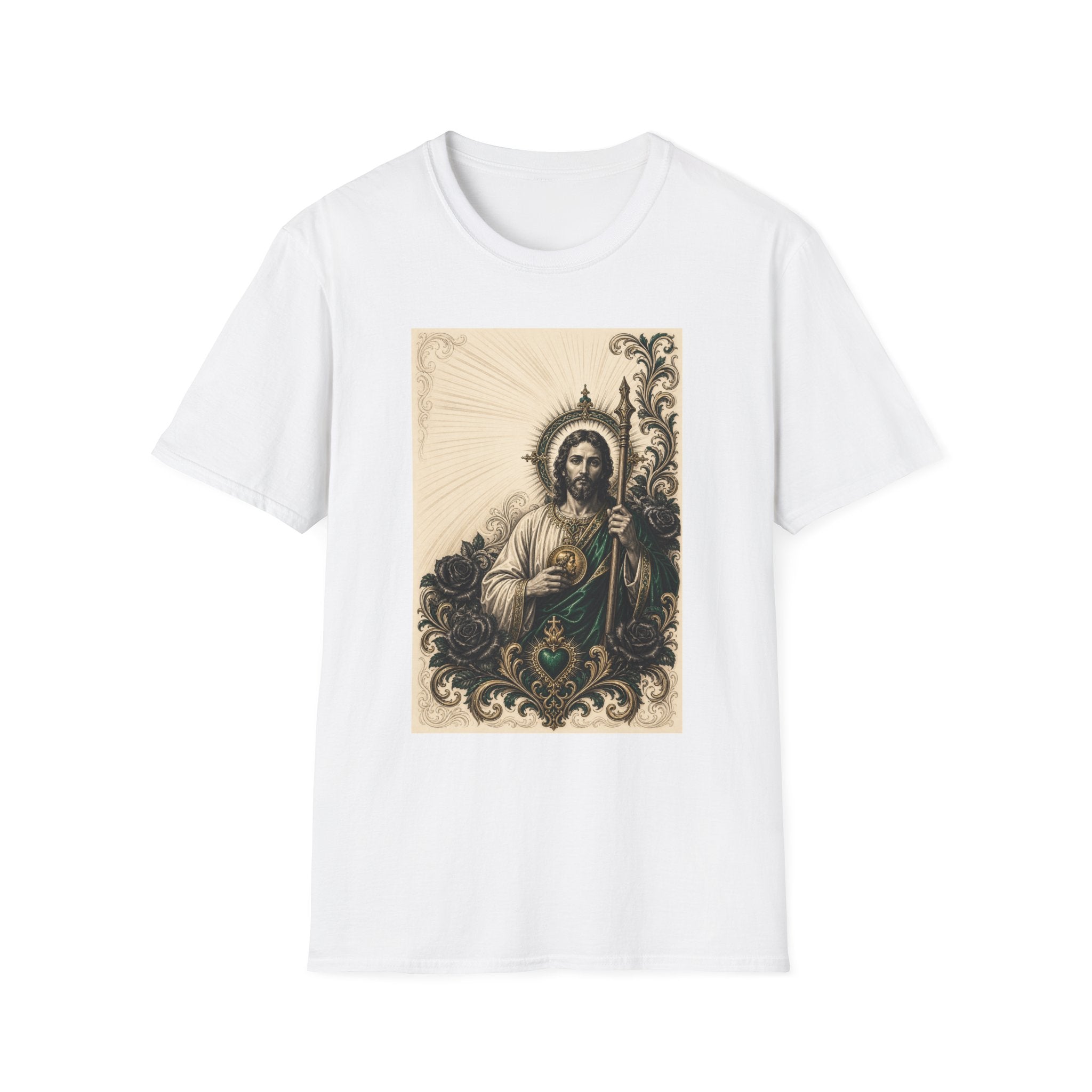 San Judas Tadeo Emerald & Gold Sacred Heart Unisex T-Shirt