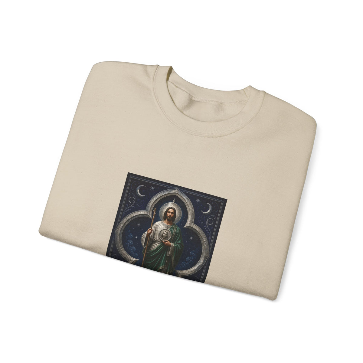 San Judas Tadeo Silver Moon Quatrefoil Crewneck Sweatshirt