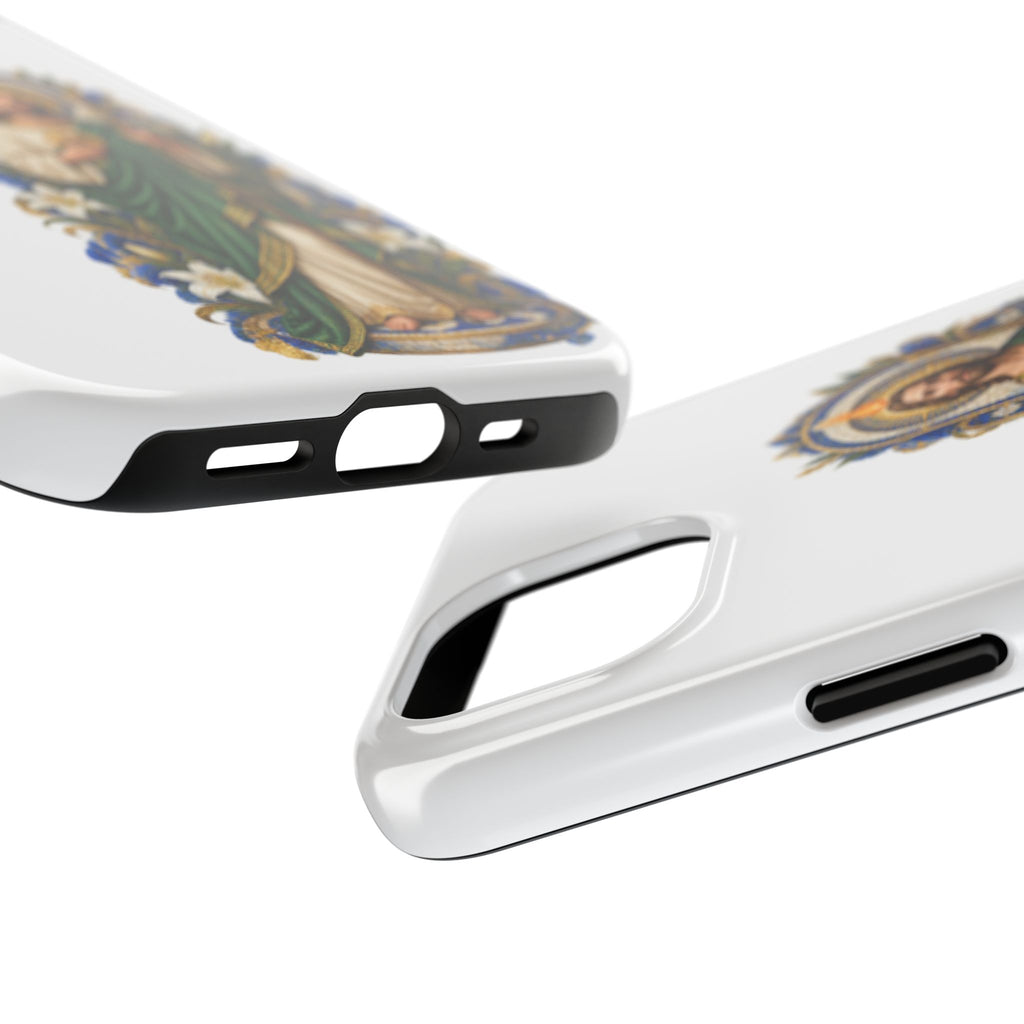 San Judas phone case with cobalt chapel mosaic artwork, detail view 17