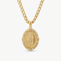 18K Gold Plated San Judas Medallion Necklace - White Background