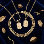 San Judas Gold Jewelry Set - Flat Lay